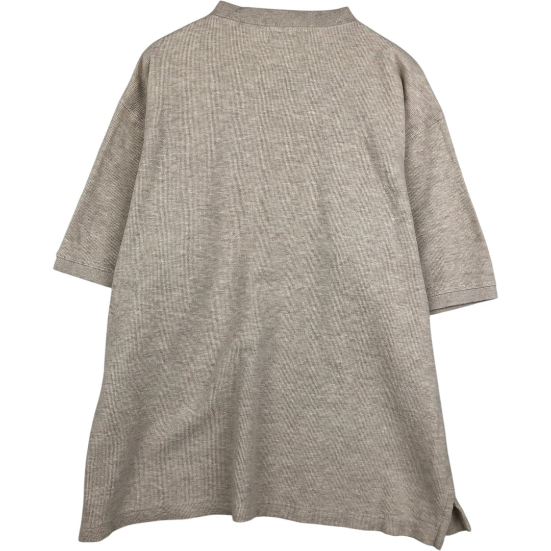Eddie Bauer Henley neck short-sleeved T-shirt, men's size L (approx.) cotton Beige type Vintage Second Hand