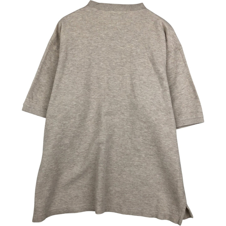 Eddie Bauer Henley neck short-sleeved T-shirt, men's size L (approx.) cotton Beige type Vintage Second Hand