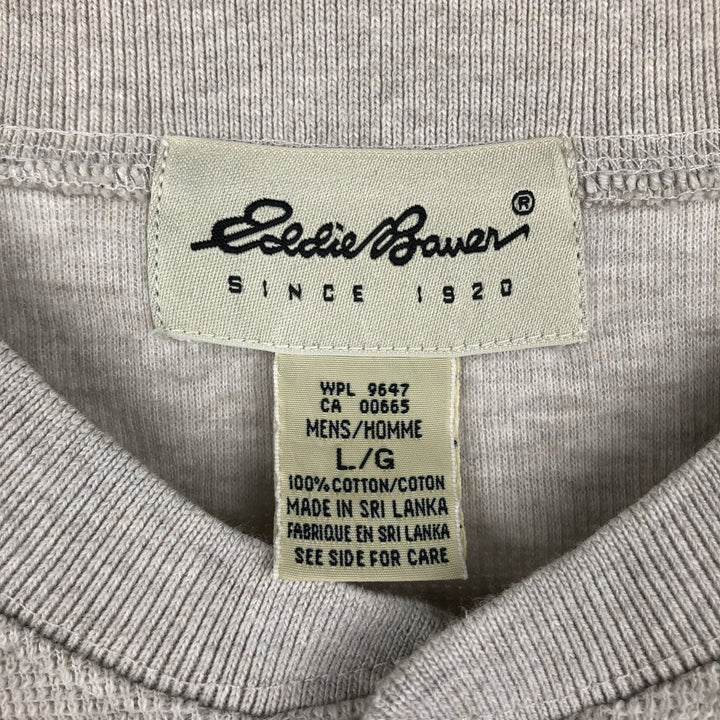 Eddie Bauer Henley neck short-sleeved T-shirt, men's size L (approx.) cotton Beige type Vintage Second Hand