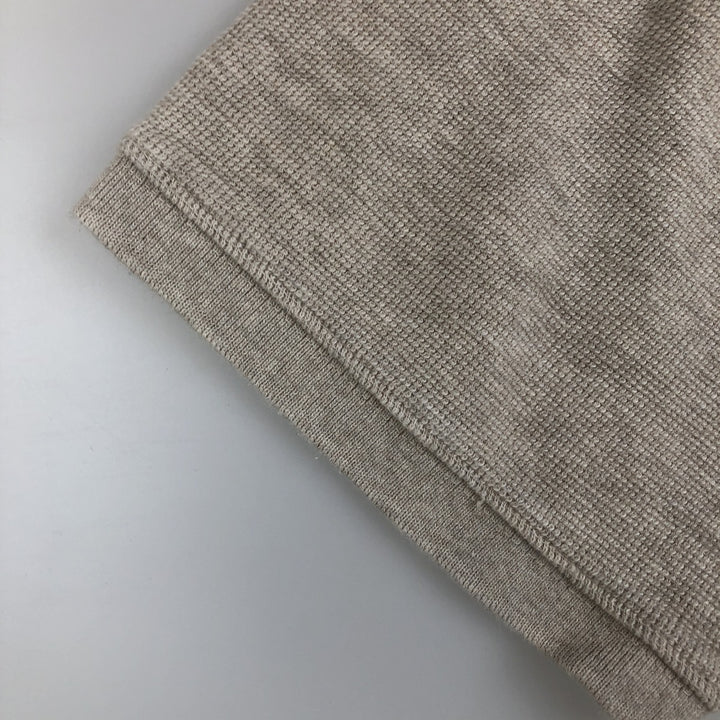 Eddie Bauer Henley neck short-sleeved T-shirt, men's size L (approx.) cotton Beige type Vintage Second Hand