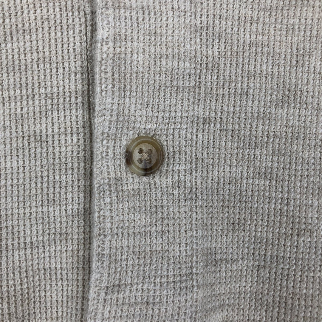 Eddie Bauer Henley neck short-sleeved T-shirt, men's size L (approx.) cotton Beige type Vintage Second Hand
