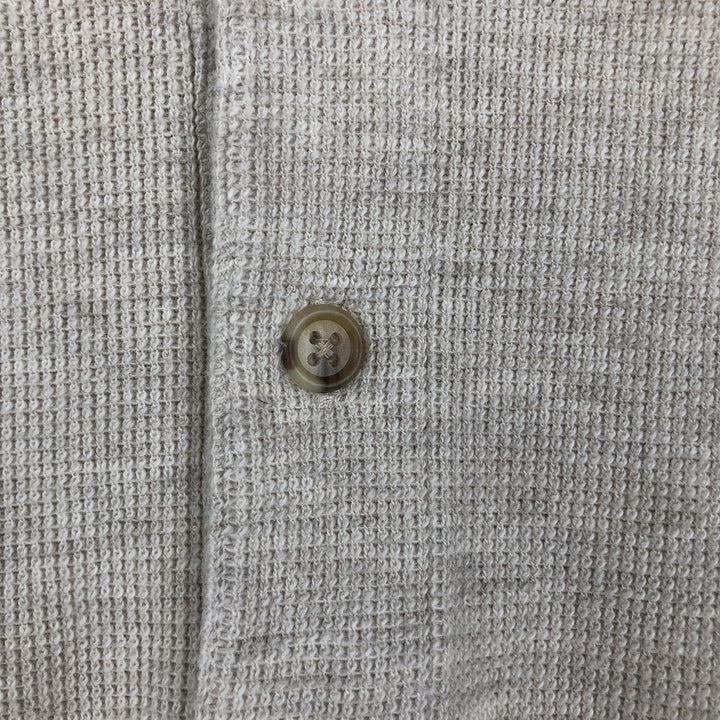 Eddie Bauer Henley neck short-sleeved T-shirt, men's size L (approx.) cotton Beige type Vintage Second Hand