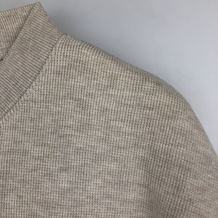 Eddie Bauer Henley neck short-sleeved T-shirt, men's size L (approx.) cotton Beige type Vintage Second Hand