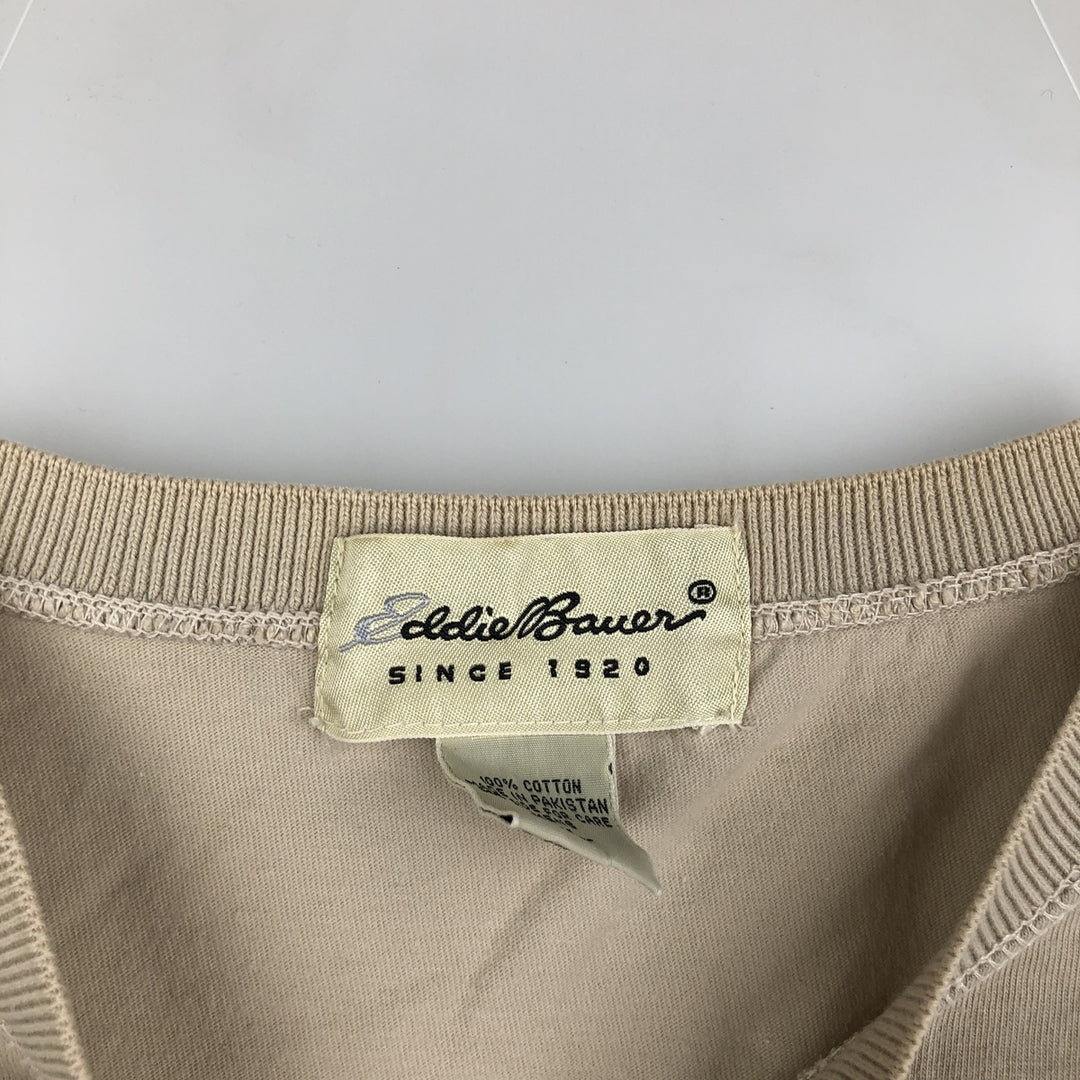 Eddie Bauer Henley neck short-sleeved T-shirt, men's size XL. cotton Beige type Vintage Second Hand