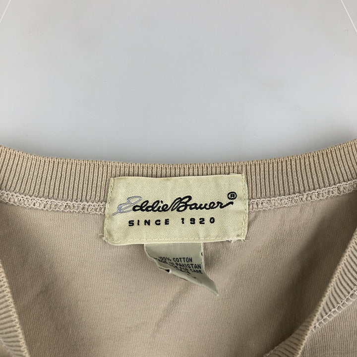 Eddie Bauer Henley neck short-sleeved T-shirt, men's size XL. cotton Beige type Vintage Second Hand