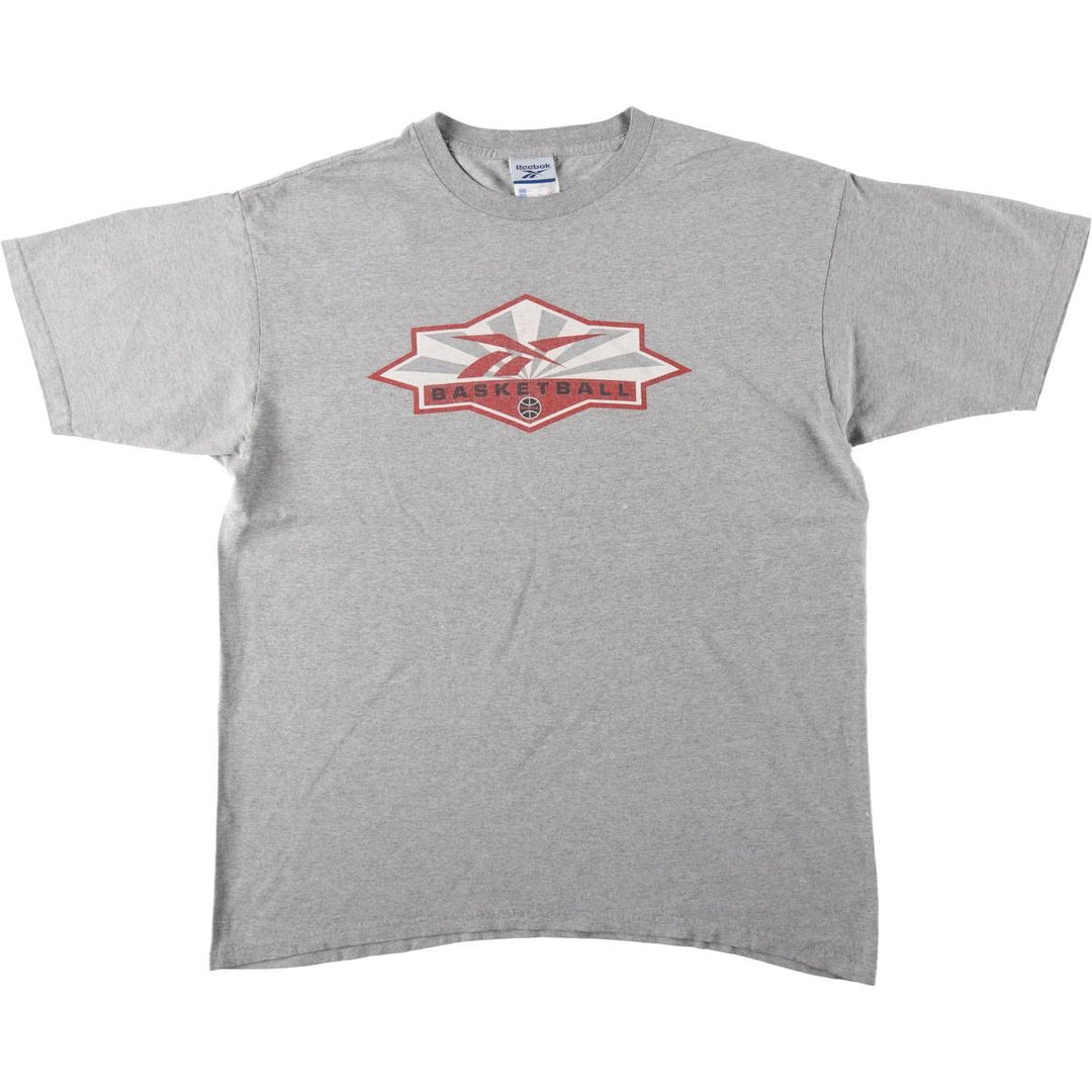 00'S Reebok logo print T-shirt, men's XL size unclear gray type Vintage Second Hand