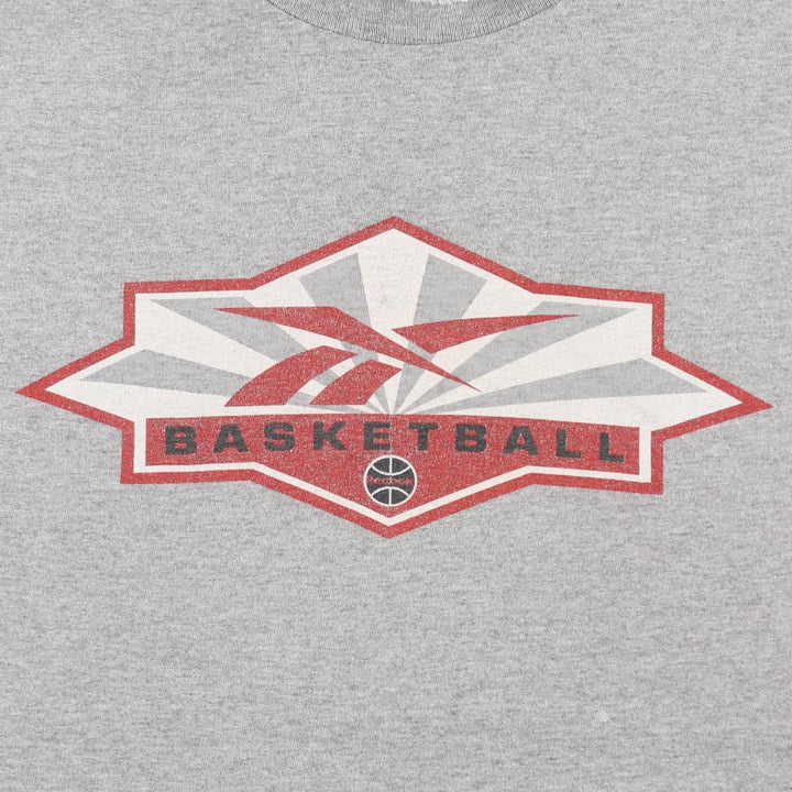 00'S Reebok logo print T-shirt, men's XL size unclear gray type Vintage Second Hand