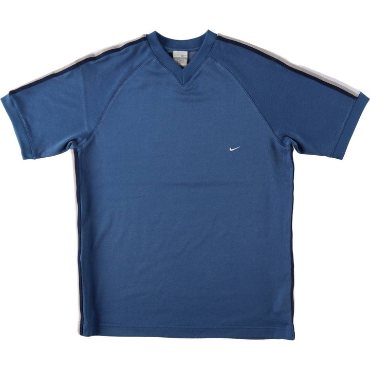2000'S Nike V-neck T-shirt, men's size L (approx.) cotton blue type Vintage Second Hand