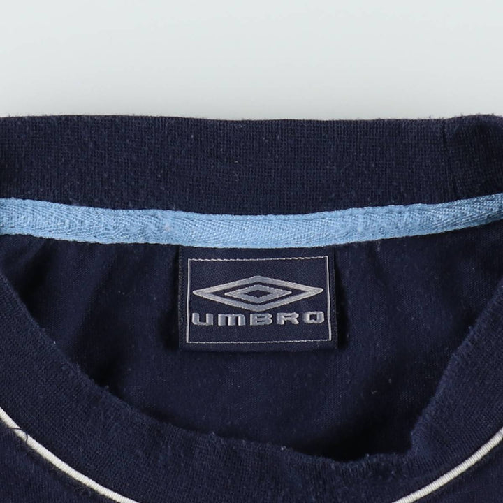 Umbro logo T-shirt, men's size L (approx.) polyester navy blue type Vintage Second Hand