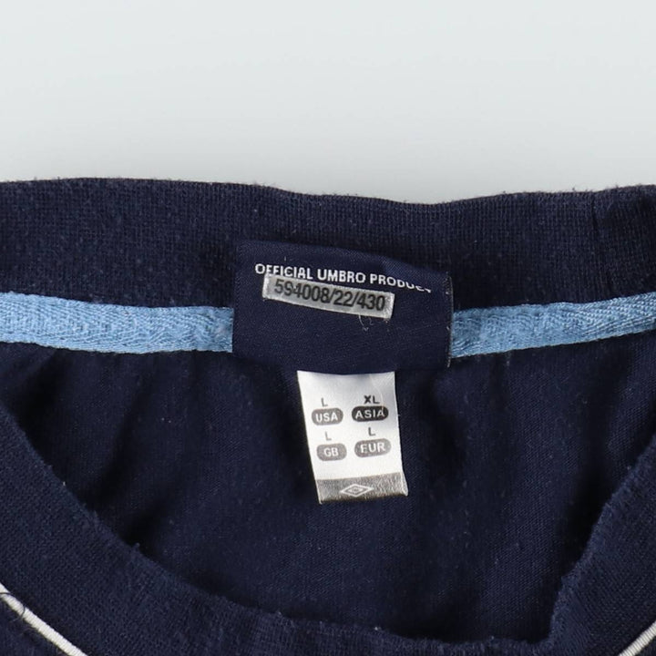 Umbro logo T-shirt, men's size L (approx.) polyester navy blue type Vintage Second Hand