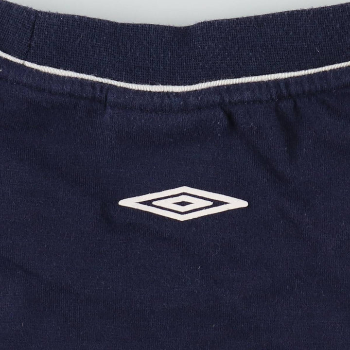 Umbro logo T-shirt, men's size L (approx.) polyester navy blue type Vintage Second Hand