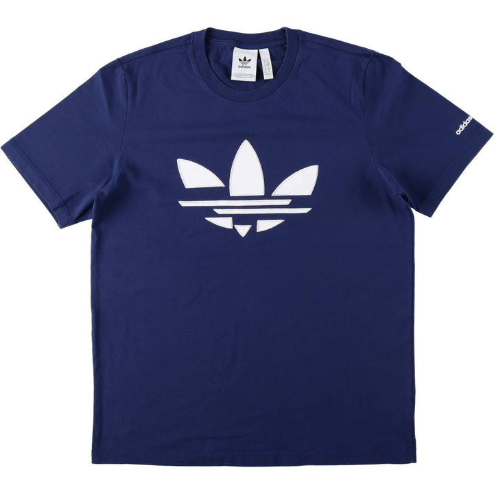 Adidas ORIGINALS logo t-shirt, men's size M (approx.) cotton navy blue type Vintage Second Hand