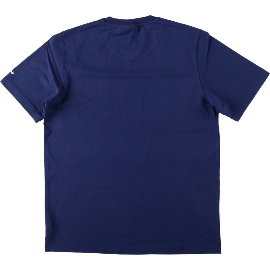 Adidas ORIGINALS logo t-shirt, men's size M (approx.) cotton navy blue type Vintage Second Hand