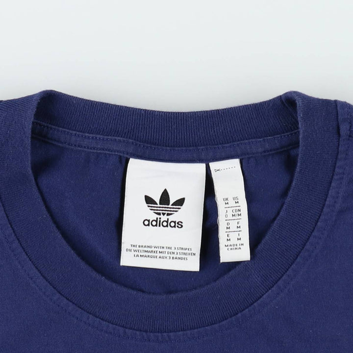 Adidas ORIGINALS logo t-shirt, men's size M (approx.) cotton navy blue type Vintage Second Hand