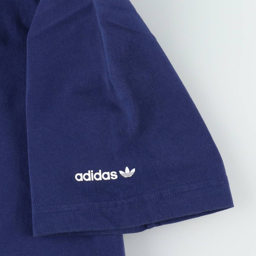 Adidas ORIGINALS logo t-shirt, men's size M (approx.) cotton navy blue type Vintage Second Hand