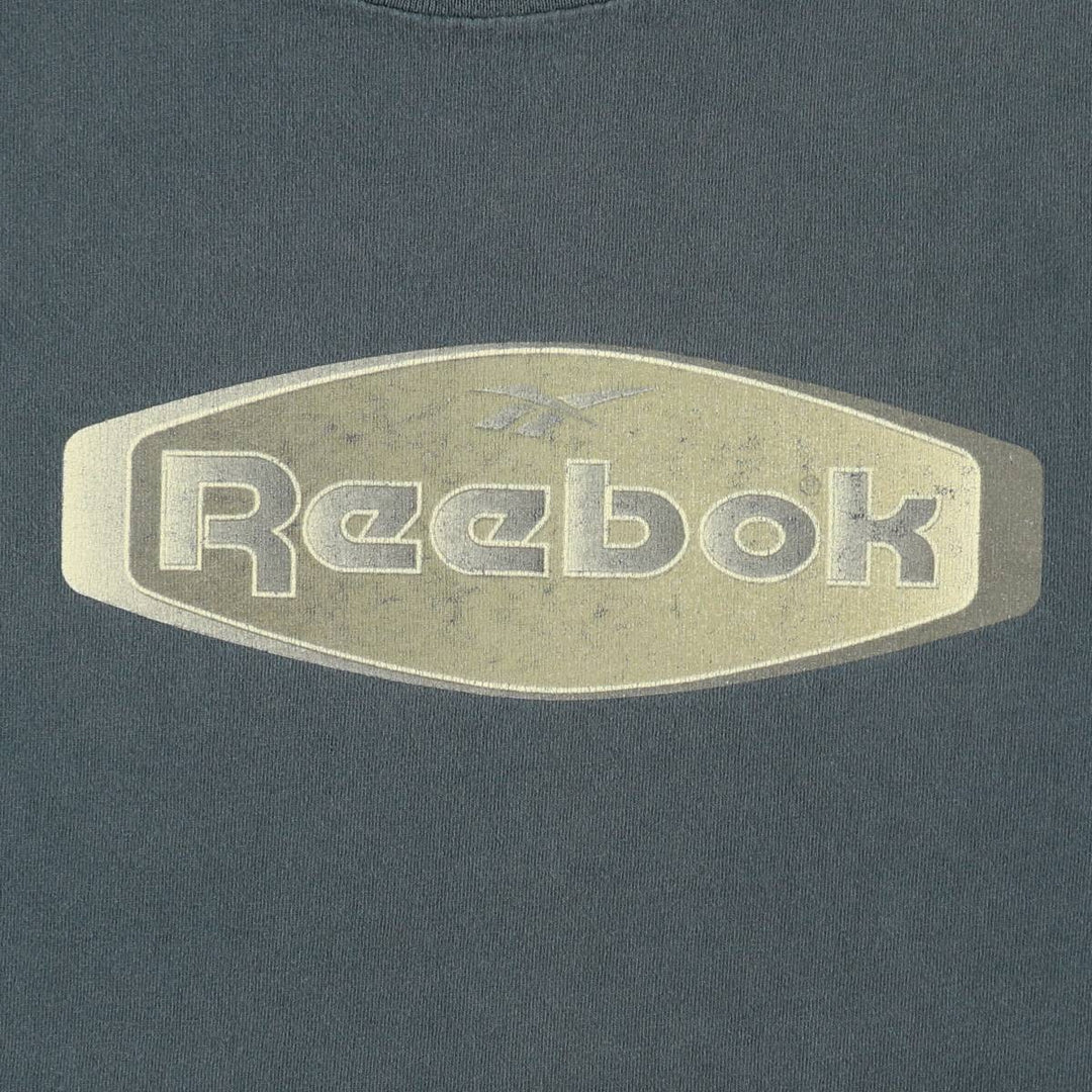 90'S Reebok Logo Print T-Shirt Made in USA Men's L Size Vintage cotton Khaki type Vintage Second Hand