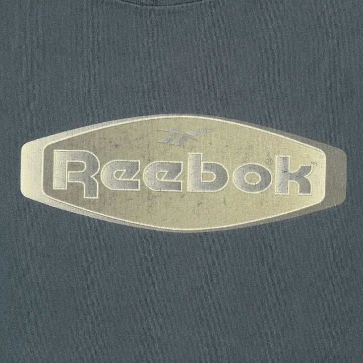90'S Reebok Logo Print T-Shirt Made in USA Men's L Size Vintage cotton Khaki type Vintage Second Hand