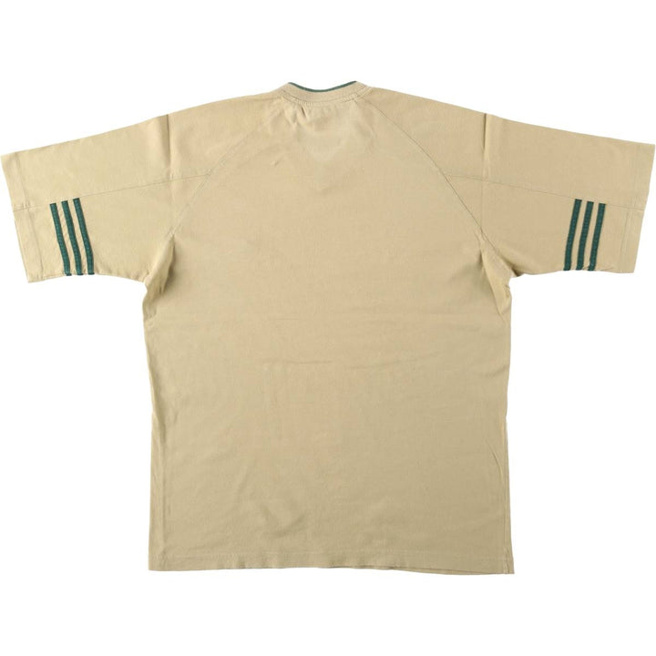 90'S Adidas V-neck T-shirt with a single logo, men's size M equivalent, vintage. cotton Beige type Vintage Second Hand