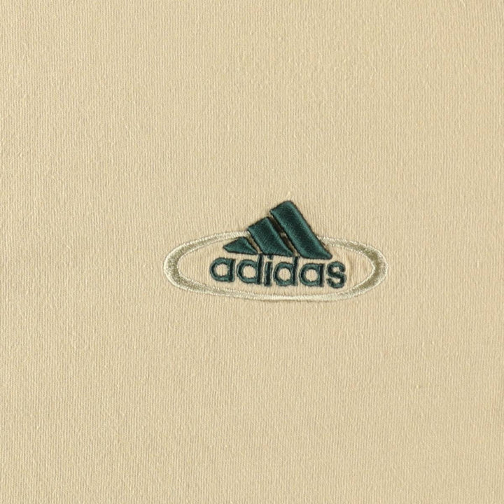 90'S Adidas V-neck T-shirt with a single logo, men's size M equivalent, vintage. cotton Beige type Vintage Second Hand