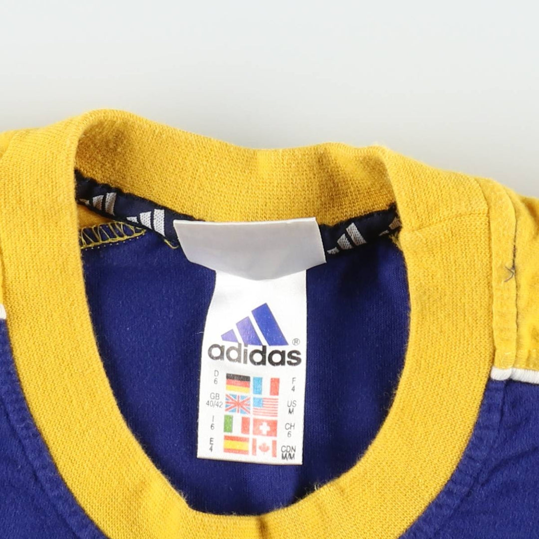90'S Adidas T-shirt with a single logo, men's size M equivalent, vintage. cotton navy blue type Vintage Second Hand