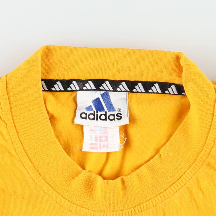 90'S Adidas T-shirt with a single logo, men's size M equivalent, vintage. cotton yellow type Vintage Second Hand