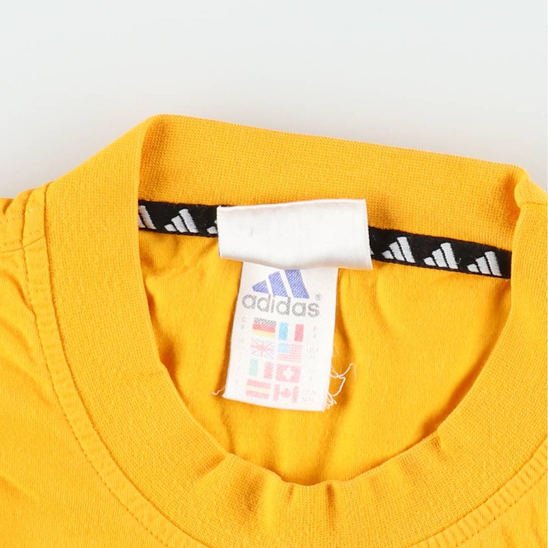 90'S Adidas T-shirt with a single logo, men's size M equivalent, vintage. cotton yellow type Vintage Second Hand