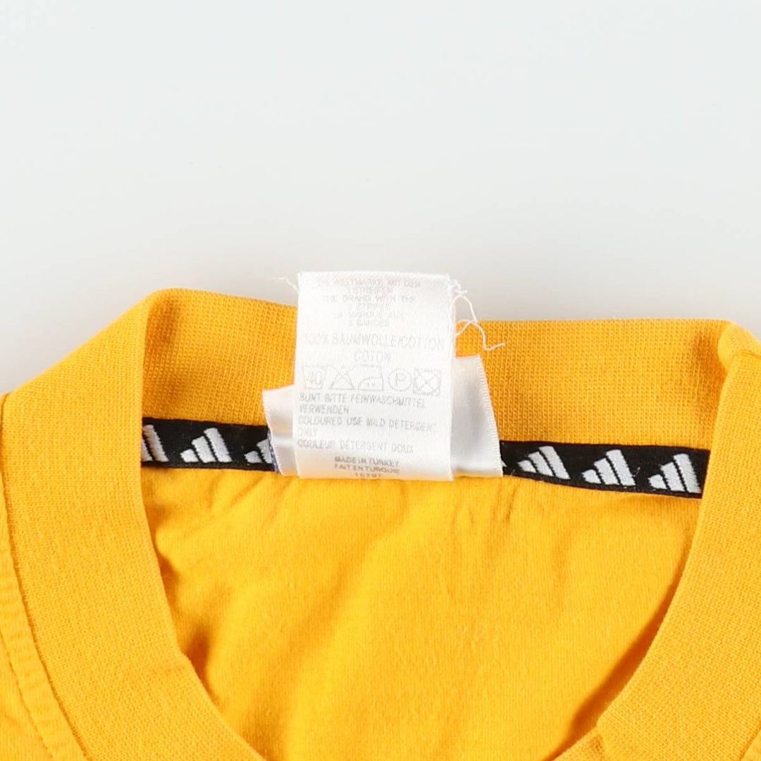 90'S Adidas T-shirt with a single logo, men's size M equivalent, vintage. cotton yellow type Vintage Second Hand
