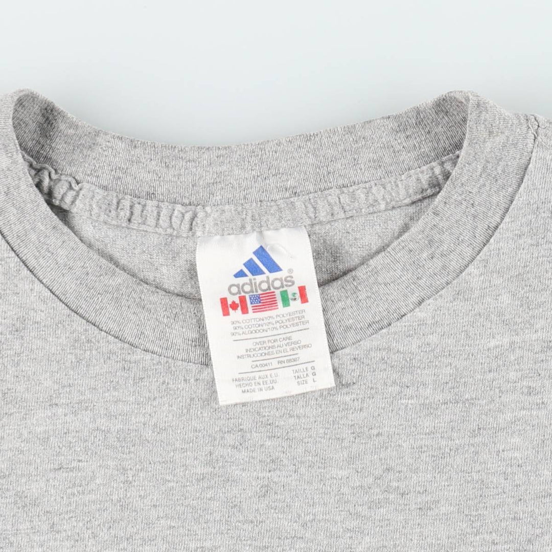 90'S Adidas logo print T-shirt, made in USA, men's size L, vintage cotton gray type Vintage Second Hand
