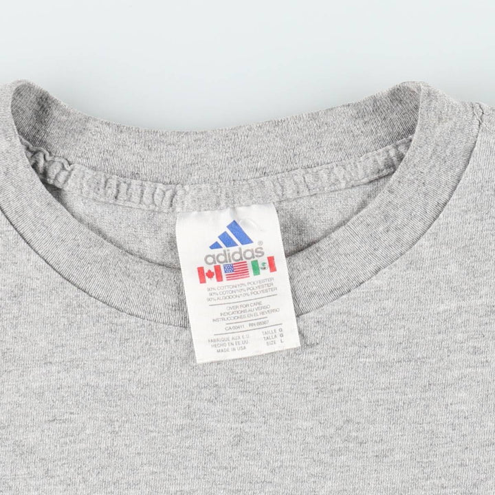 90'S Adidas logo print T-shirt, made in USA, men's size L, vintage cotton gray type Vintage Second Hand