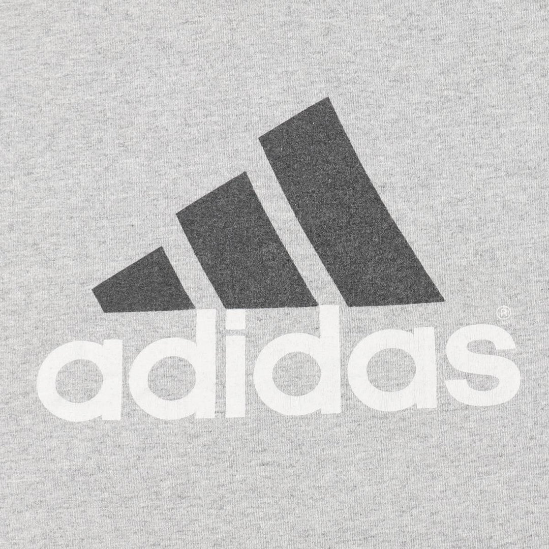 90'S Adidas logo print T-shirt, made in USA, men's size L, vintage cotton gray type Vintage Second Hand