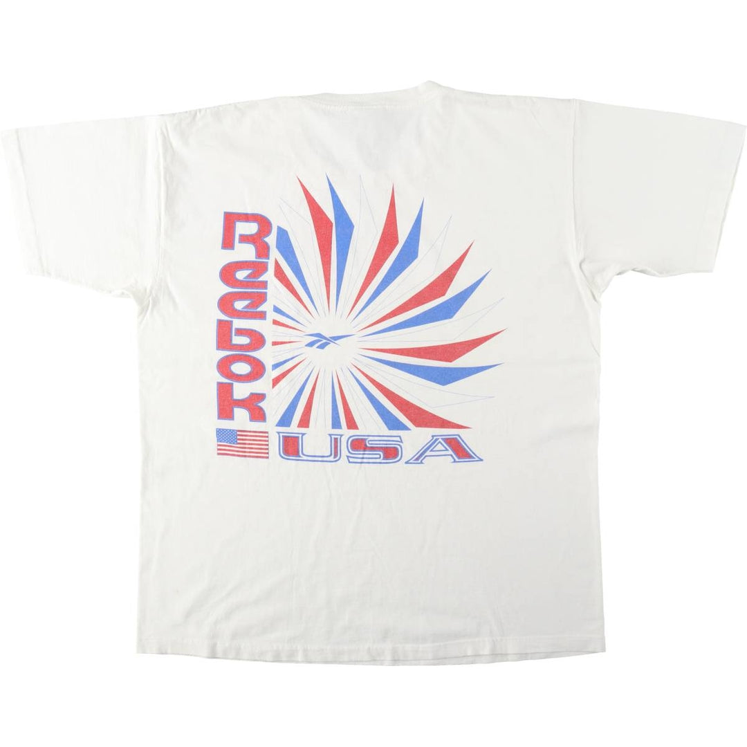 90'S Reebok Logo Print T-Shirt Made in USA Men's XL Vintage cotton white type Vintage Second Hand