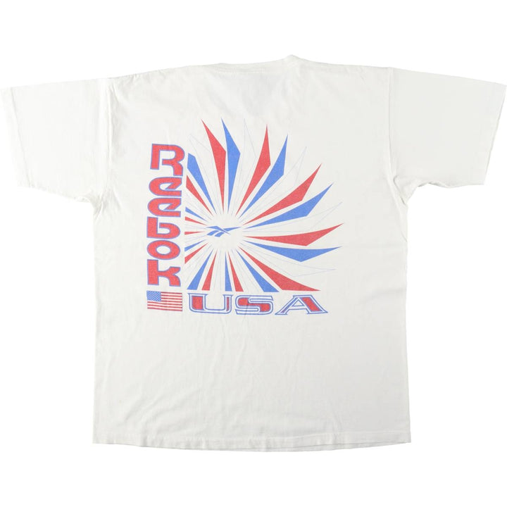 90'S Reebok Logo Print T-Shirt Made in USA Men's XL Vintage cotton white type Vintage Second Hand