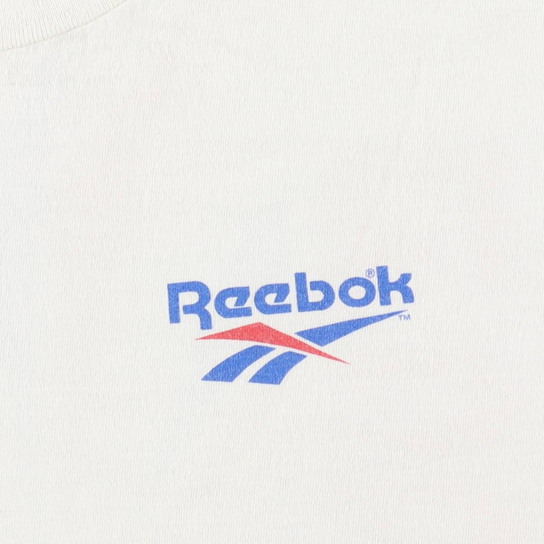 90'S Reebok Logo Print T-Shirt Made in USA Men's XL Vintage cotton white type Vintage Second Hand