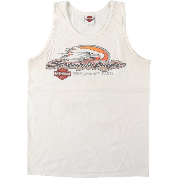 Harley-Davidson Eagle Pattern Sleeveless Motorcycle T-Shirt (Men's Size M) cotton white type Vintage Second Hand