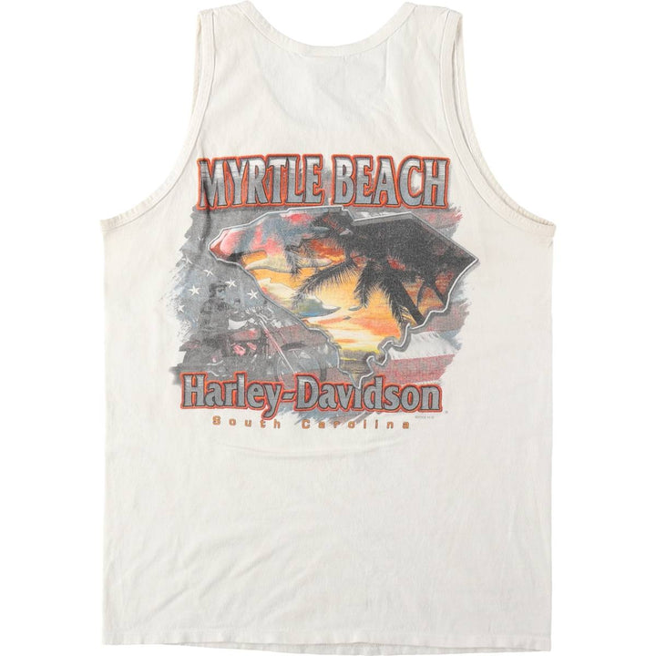 Harley-Davidson Eagle Pattern Sleeveless Motorcycle T-Shirt (Men's Size M) cotton white type Vintage Second Hand