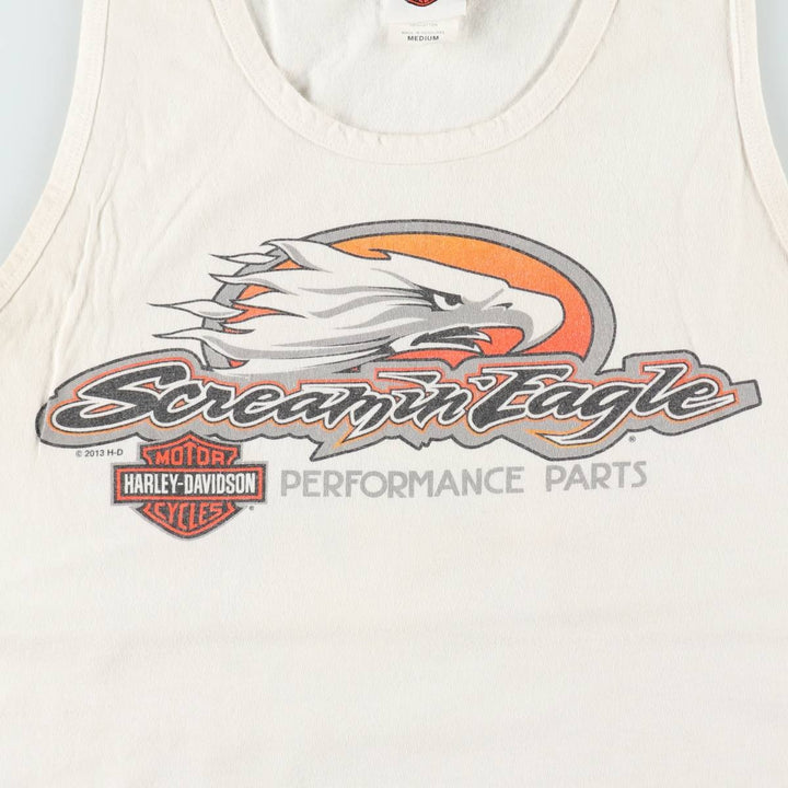 Harley-Davidson Eagle Pattern Sleeveless Motorcycle T-Shirt (Men's Size M) cotton white type Vintage Second Hand