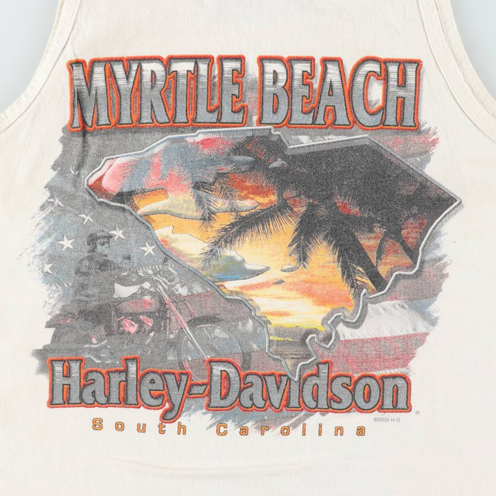 Harley-Davidson Eagle Pattern Sleeveless Motorcycle T-Shirt (Men's Size M) cotton white type Vintage Second Hand