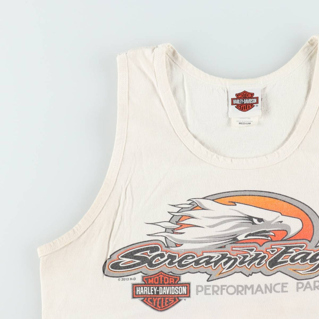 Harley-Davidson Eagle Pattern Sleeveless Motorcycle T-Shirt (Men's Size M) cotton white type Vintage Second Hand