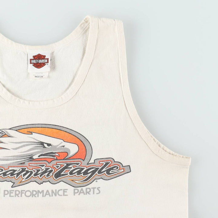 Harley-Davidson Eagle Pattern Sleeveless Motorcycle T-Shirt (Men's Size M) cotton white type Vintage Second Hand