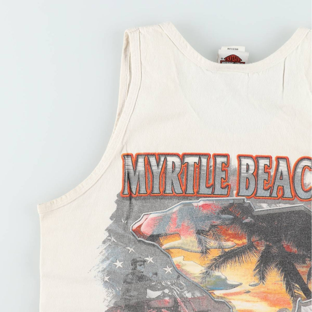 Harley-Davidson Eagle Pattern Sleeveless Motorcycle T-Shirt (Men's Size M) cotton white type Vintage Second Hand