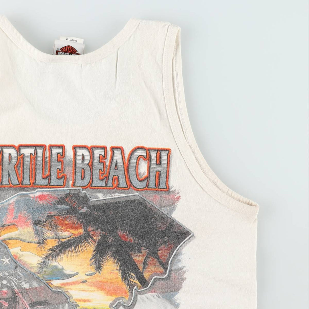 Harley-Davidson Eagle Pattern Sleeveless Motorcycle T-Shirt (Men's Size M) cotton white type Vintage Second Hand