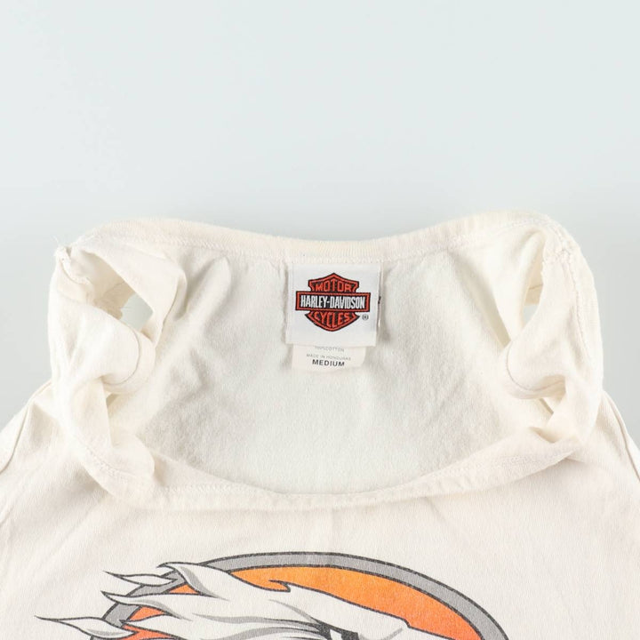 Harley-Davidson Eagle Pattern Sleeveless Motorcycle T-Shirt (Men's Size M) cotton white type Vintage Second Hand