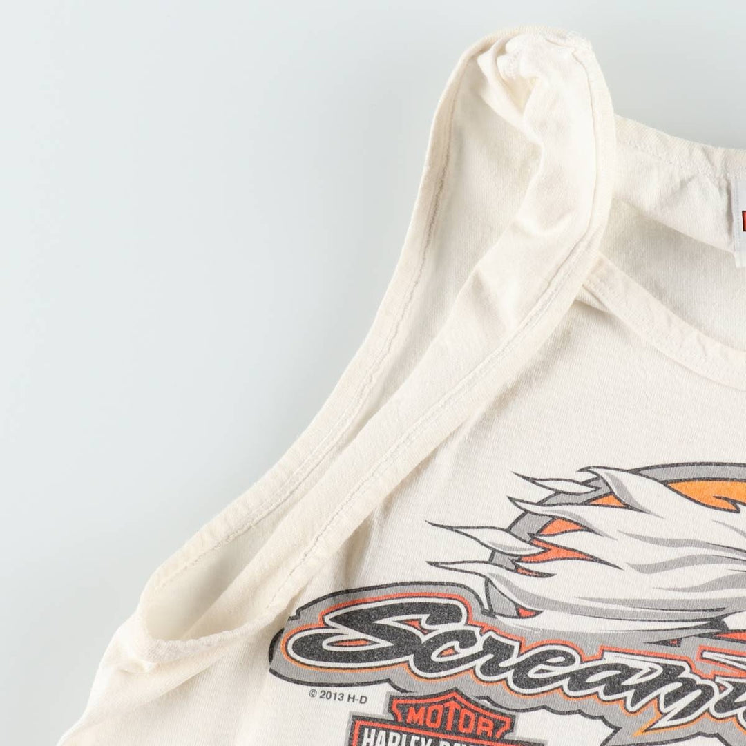 Harley-Davidson Eagle Pattern Sleeveless Motorcycle T-Shirt (Men's Size M) cotton white type Vintage Second Hand