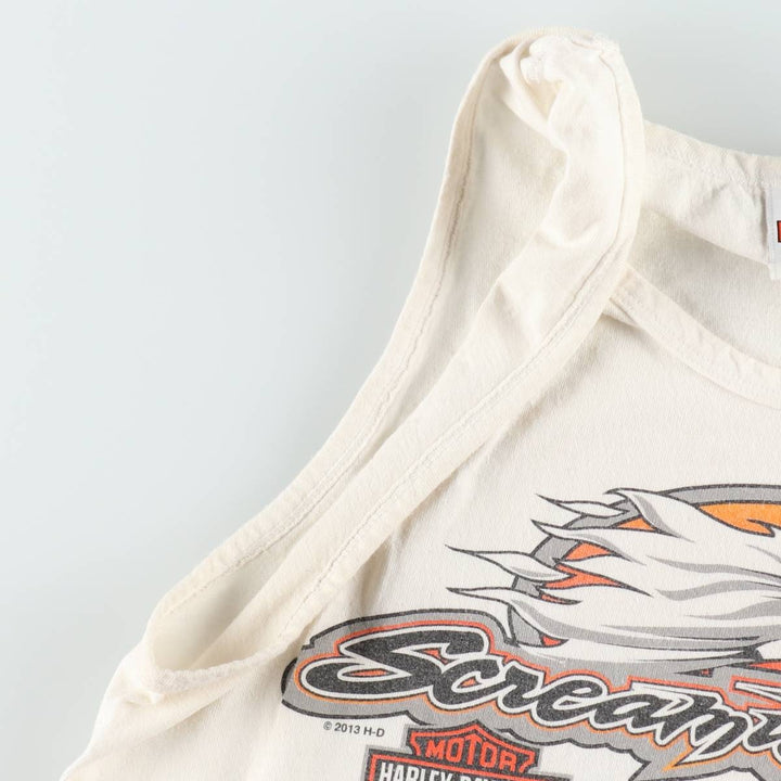 Harley-Davidson Eagle Pattern Sleeveless Motorcycle T-Shirt (Men's Size M) cotton white type Vintage Second Hand