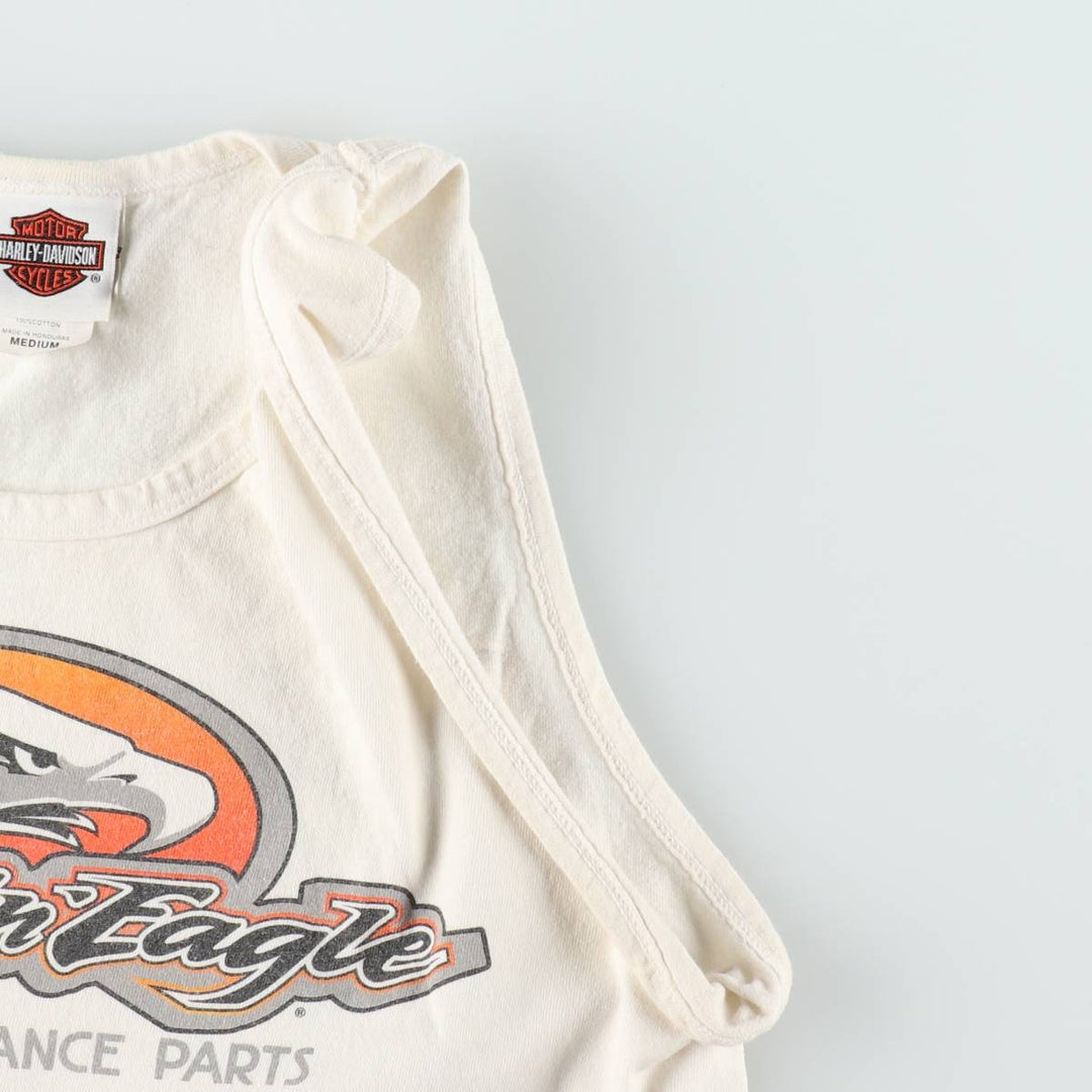 Harley-Davidson Eagle Pattern Sleeveless Motorcycle T-Shirt (Men's Size M) cotton white type Vintage Second Hand