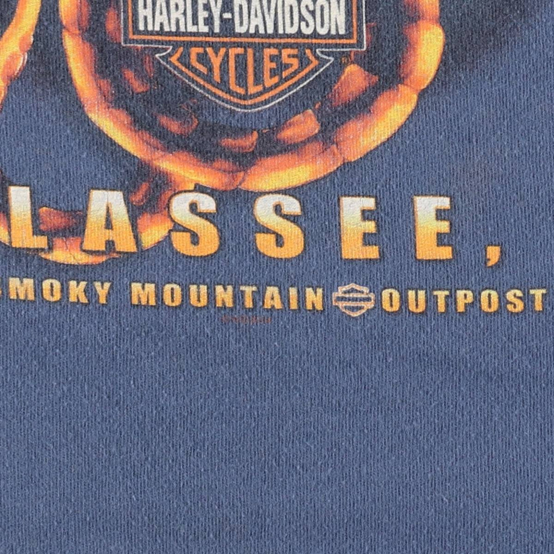 Harley-Davidson Dragon Pattern Motorcycle Bike T-shirt Men's XL cotton blue type Vintage Second Hand