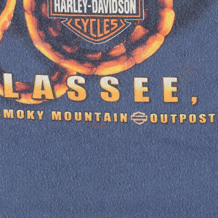 Harley-Davidson Dragon Pattern Motorcycle Bike T-shirt Men's XL cotton blue type Vintage Second Hand
