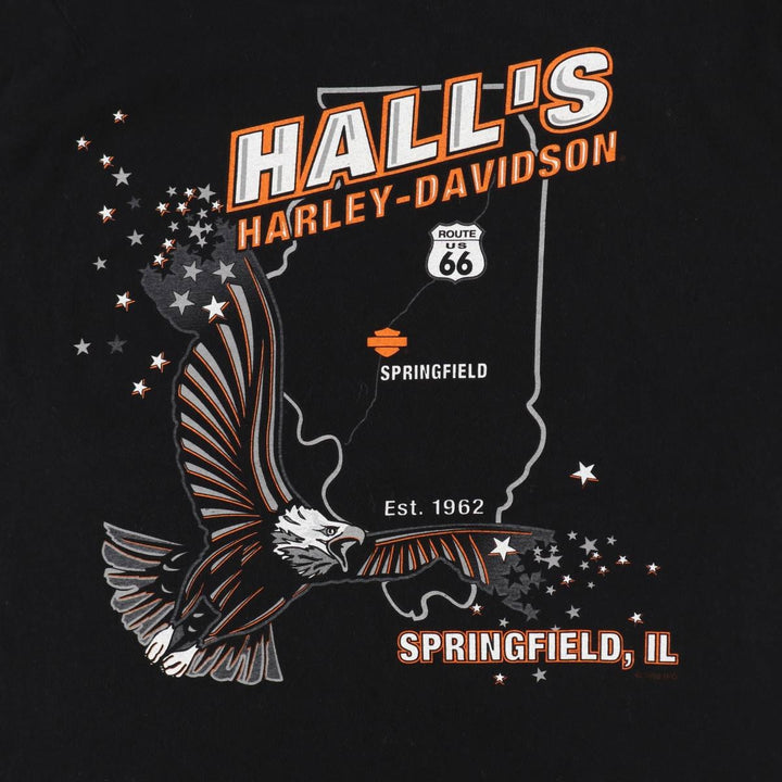 90'S Harley-Davidson Eagle Pattern American Flag Motorcycle T-Shirt, Made in USA, Men's XL (approx.) cotton black type Vintage Second Hand
