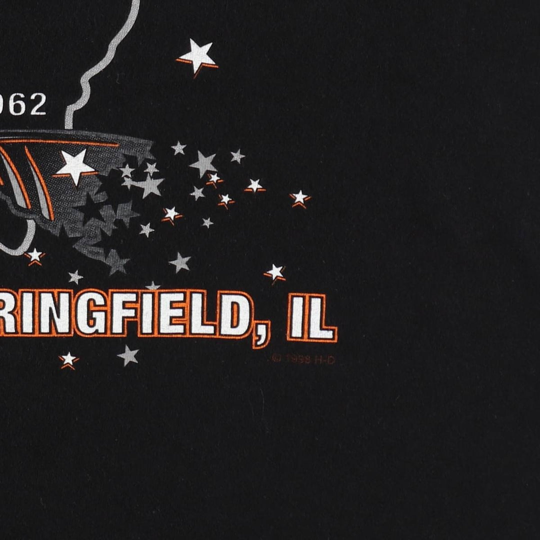 90'S Harley-Davidson Eagle Pattern American Flag Motorcycle T-Shirt, Made in USA, Men's XL (approx.) cotton black type Vintage Second Hand
