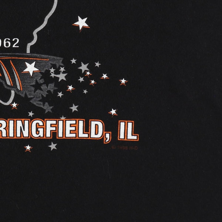 90'S Harley-Davidson Eagle Pattern American Flag Motorcycle T-Shirt, Made in USA, Men's XL (approx.) cotton black type Vintage Second Hand